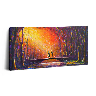 Imprimare tablou canvas 120x60 Un cuplu îndrăgostit pictat cu acuarele