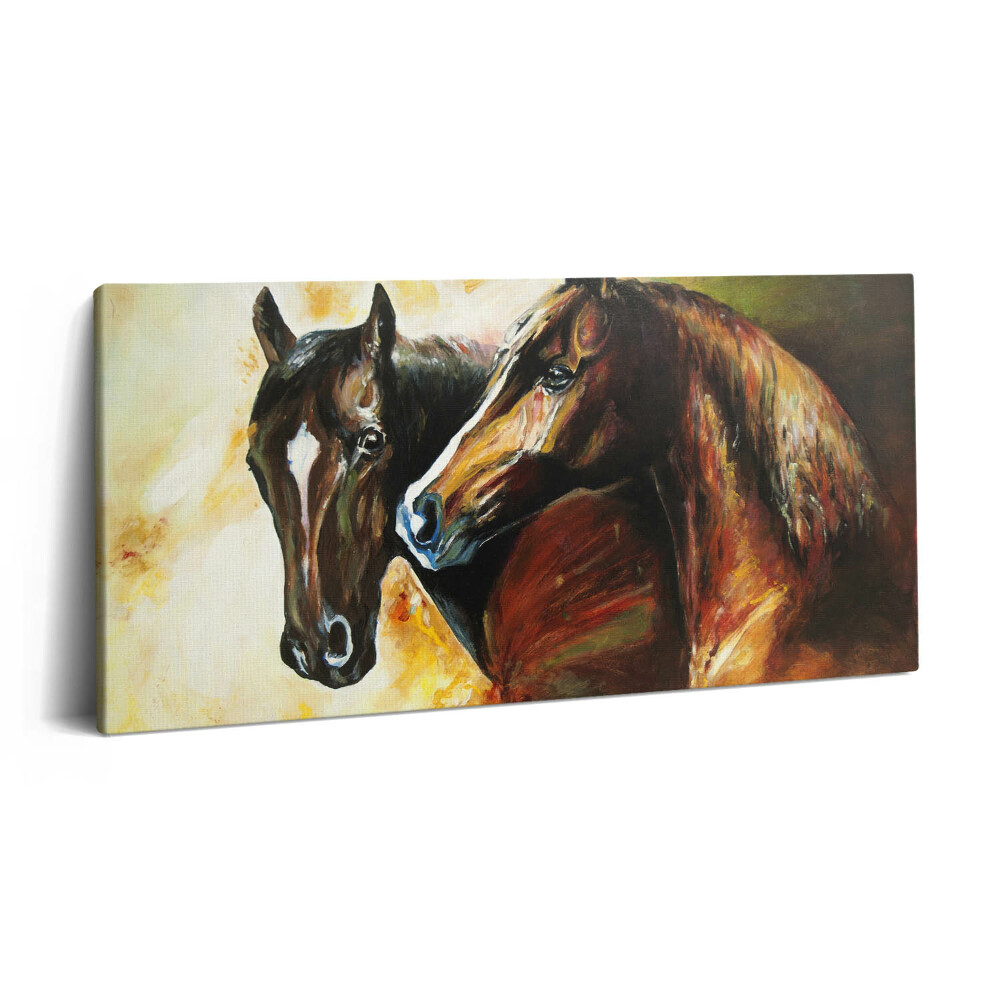 Imprimare tablou canvas 120x60 Doi cai pictați cu acuarele