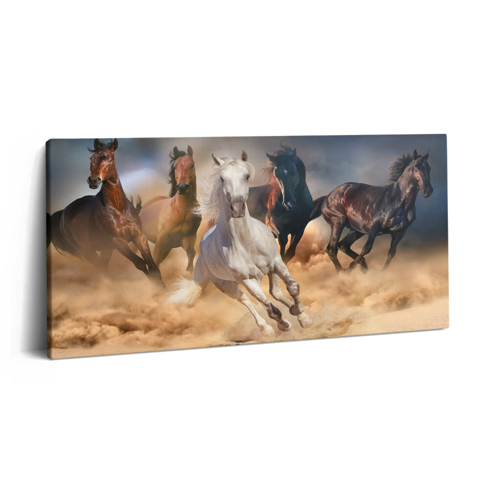 Imprimare tablou canvas 120x60 Caii năvălesc în galop