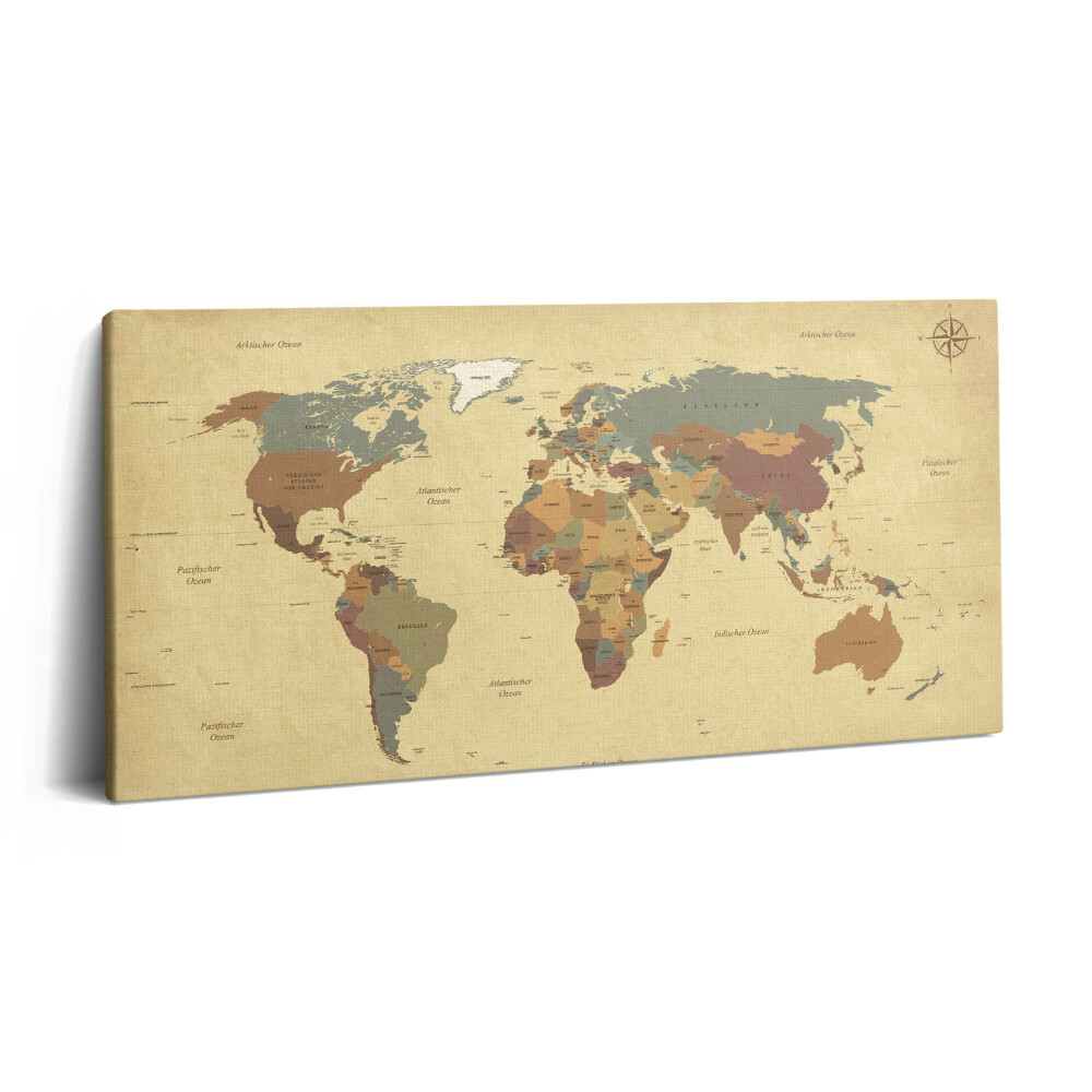 Imprimare tablou canvas 120x60 Hartă a lumii vintage