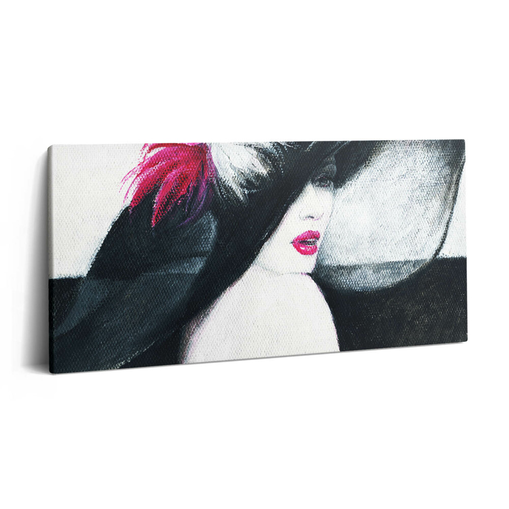Imprimare tablou canvas 120x60 Portretul unei femei cu pălărie