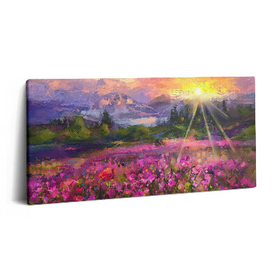 Imprimare tablou canvas 120x60 Pajiște la apus