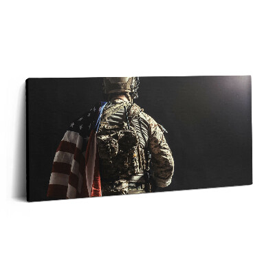 Imprimare tablou canvas 120x60 Soldat cu un steag