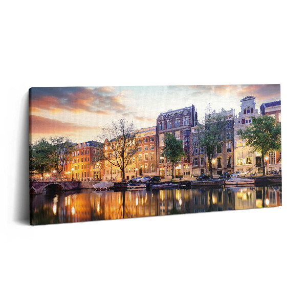 Imprimare tablou canvas 120x60 Case Amsterdam Olanda