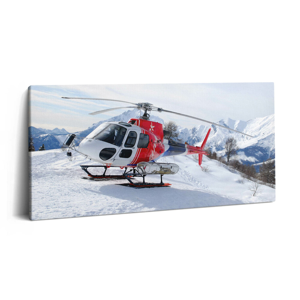 Imprimare tablou canvas 120x60 Elicopter pe un munte înzăpezit
