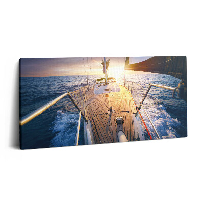 Imprimare tablou canvas 120x60 Apus de soare pe puntea unei bărci cu pânze
