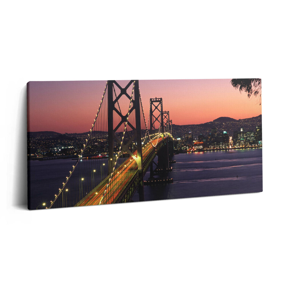Imprimare tablou canvas 120x60 Podul și apusul de soare din San Francisco