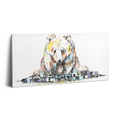 Imprimare tablou canvas 120x60 Ursul și orașul abstract