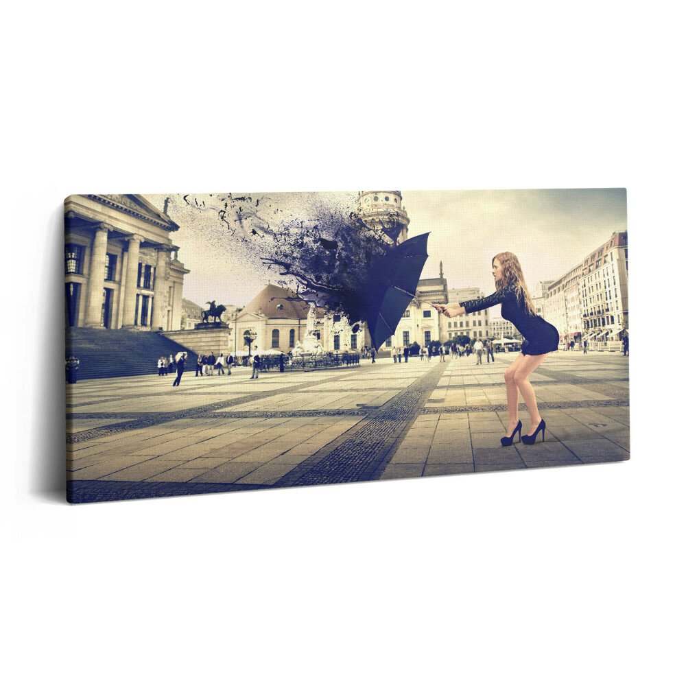Imprimare tablou canvas 120x60 Femeie cu o umbrelă