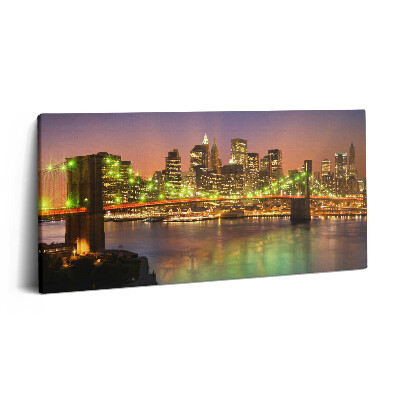 Imprimare tablou canvas 120x60 Podul Brooklyn noaptea