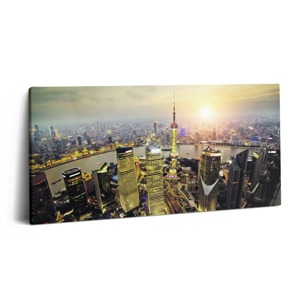 Imprimare tablou canvas 120x60 Shanghai noaptea