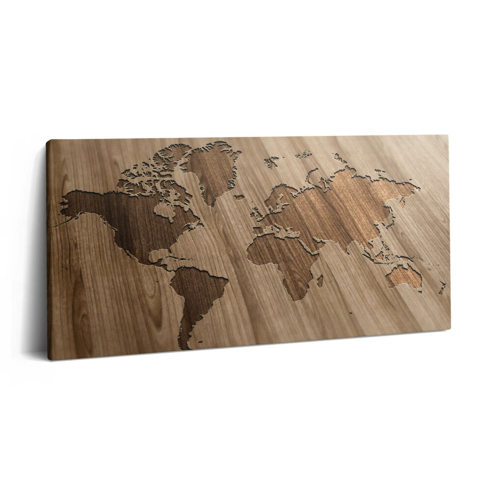 Imprimare tablou canvas 120x60 Hartă a lumii pe lemn