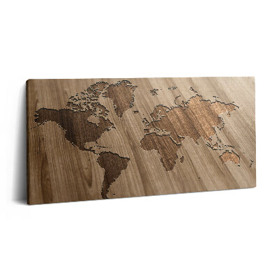 Imprimare tablou canvas 120x60 Hartă a lumii pe lemn