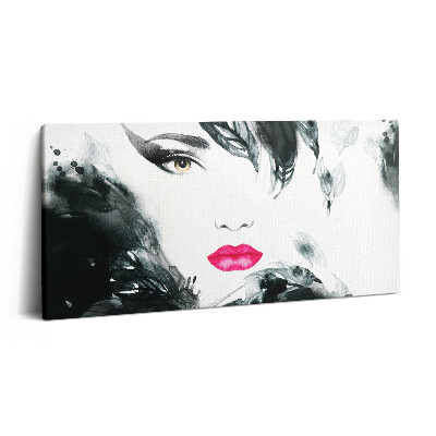 Imprimare tablou canvas 120x60 Portretul unei femei cu buze roșii