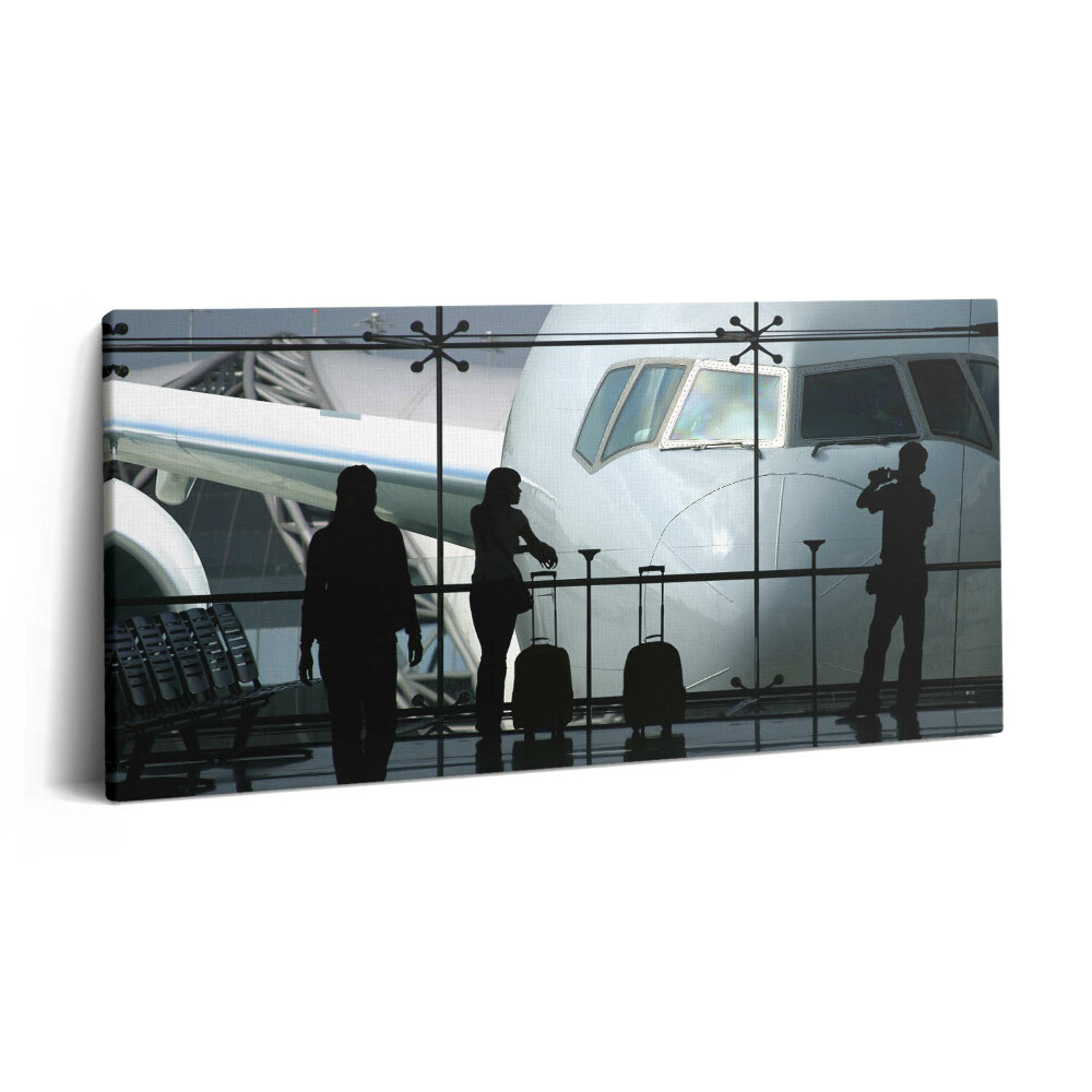 Imprimare tablou canvas 120x60 Pasagerii care așteaptă un avion
