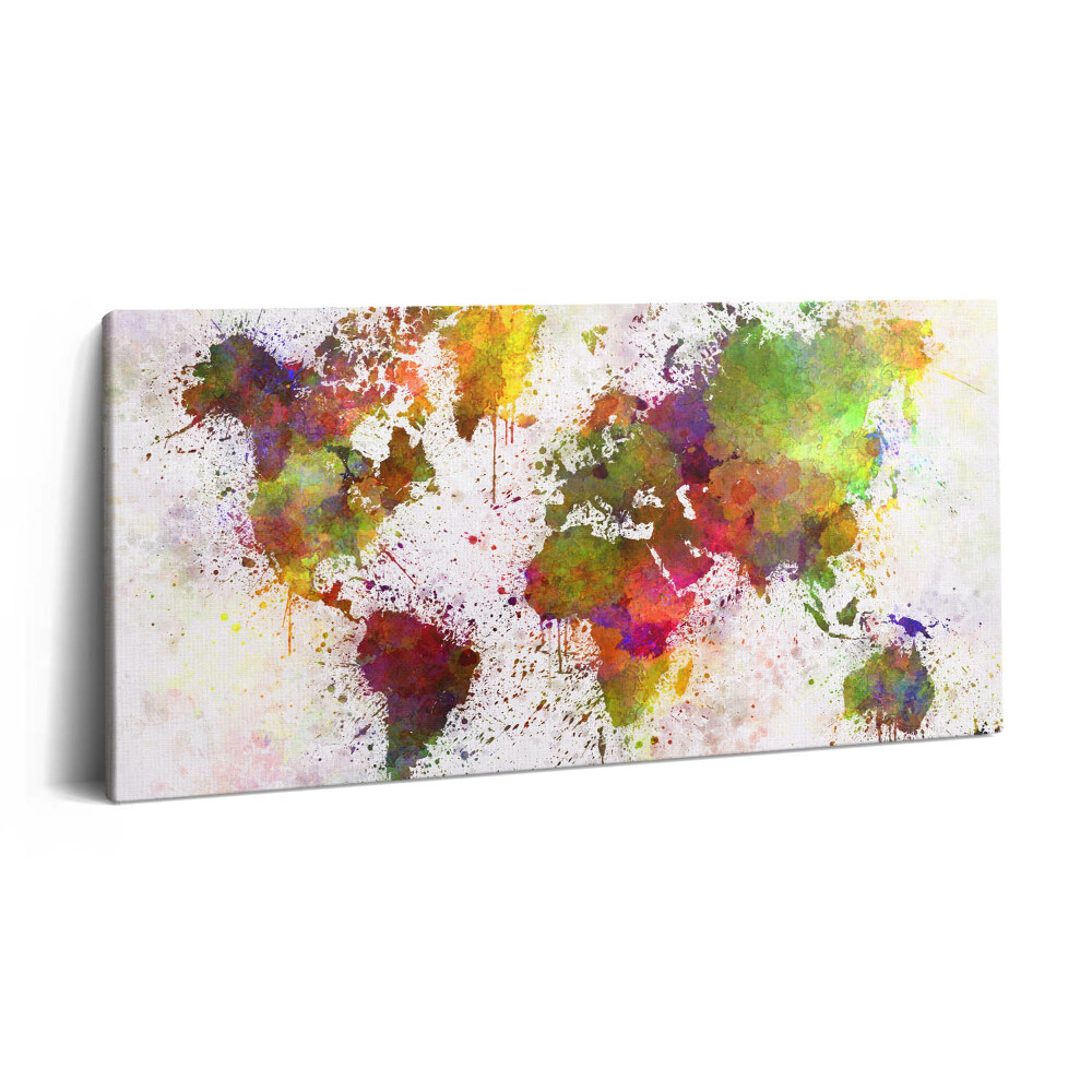 Imprimare tablou canvas 120x60 Hartă a lumii în acuarelă