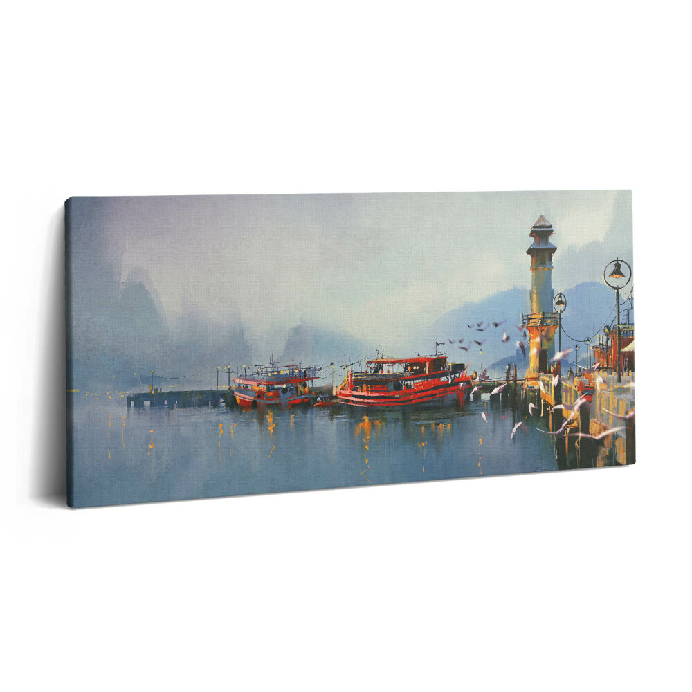 Imprimare tablou canvas 120x60 Barcă de pescuit în port