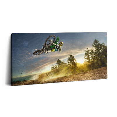Imprimare tablou canvas 120x60 Motocross și pădure
