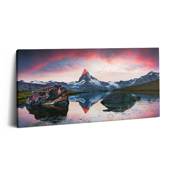 Imprimare tablou canvas 120x60 Lacul Stellisee Matterhorn