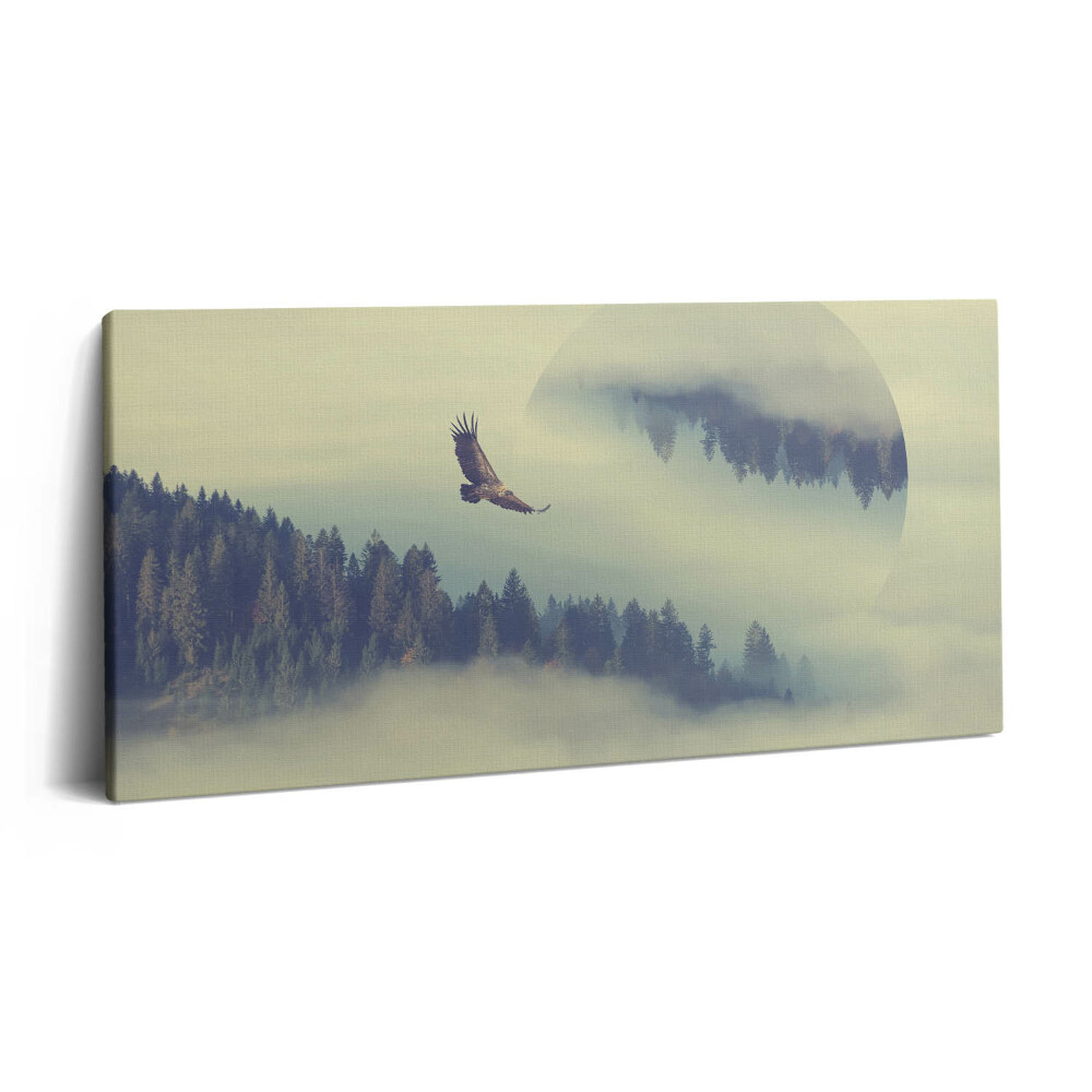 Imprimare tablou canvas 120x60 Pădure încețoșată și vultur