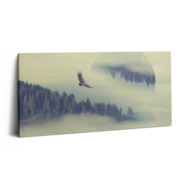 Imprimare tablou canvas 120x60 Pădure încețoșată și vultur