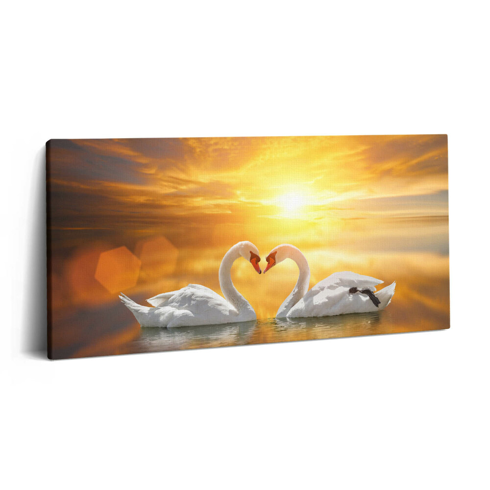 Imprimare tablou canvas 120x60 Lebede îndrăgostite