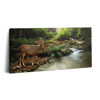 Imprimare tablou canvas 120x60 Pârâu tropical și cerbi