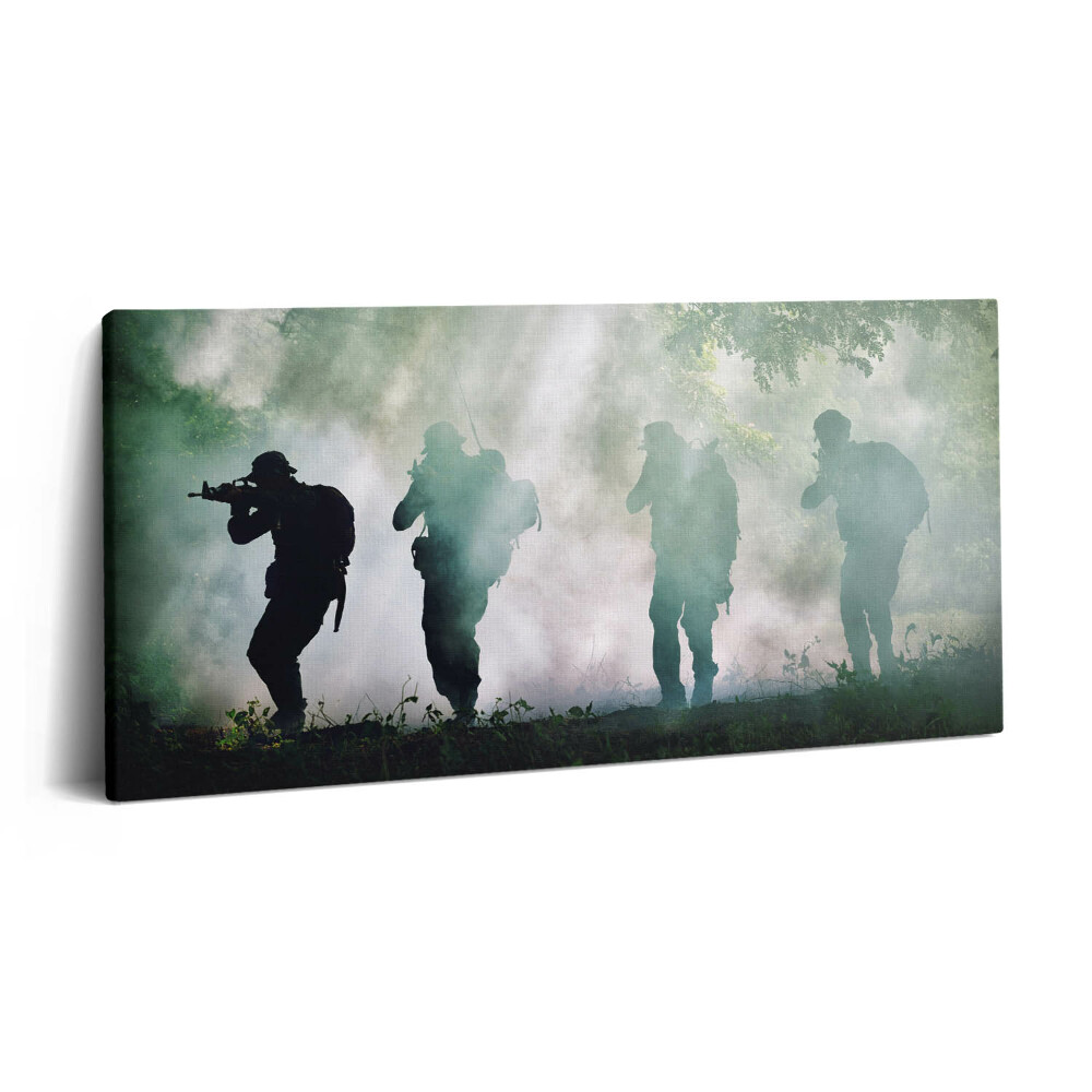 Imprimare tablou canvas 120x60 Armată în pădure - soldați