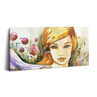 Imprimare tablou canvas 120x60 Femeie și gogoși în acuarelă