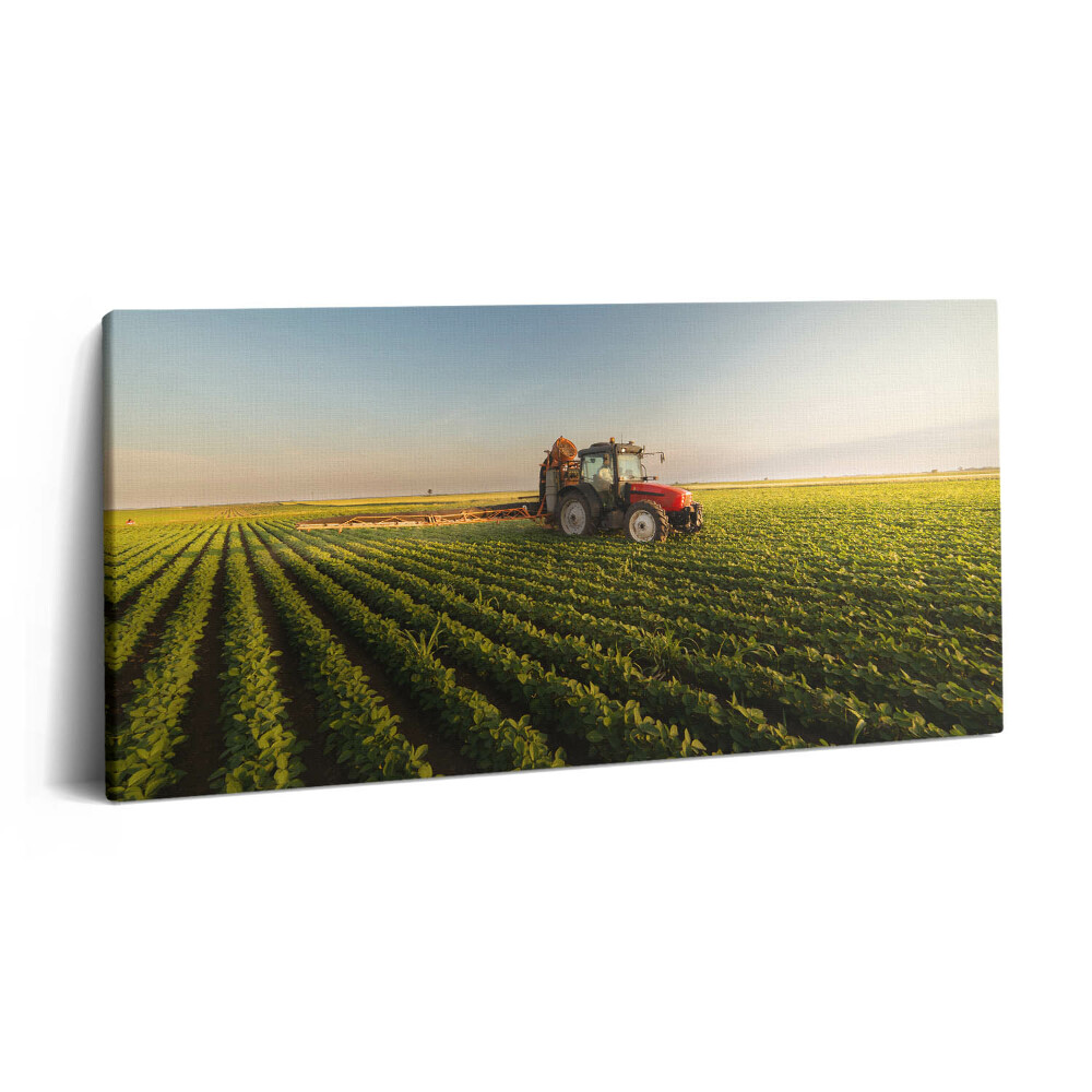 Imprimare tablou canvas 120x60 Tractorul stropește câmpul