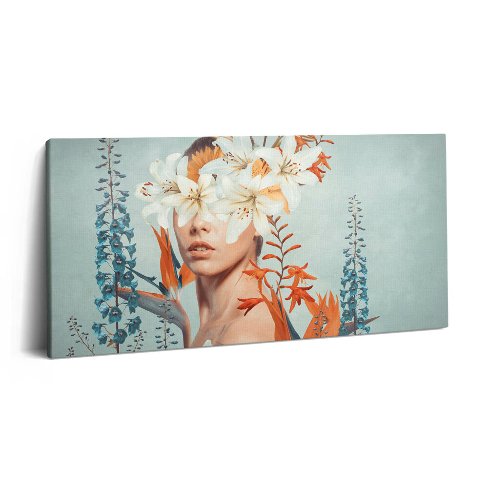Imprimare tablou canvas 120x60 Femeie abstractă cu flori