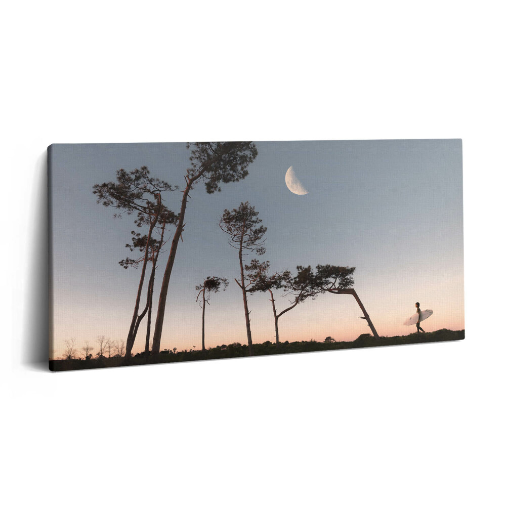 Imprimare tablou canvas 120x60 Semilună și copaci