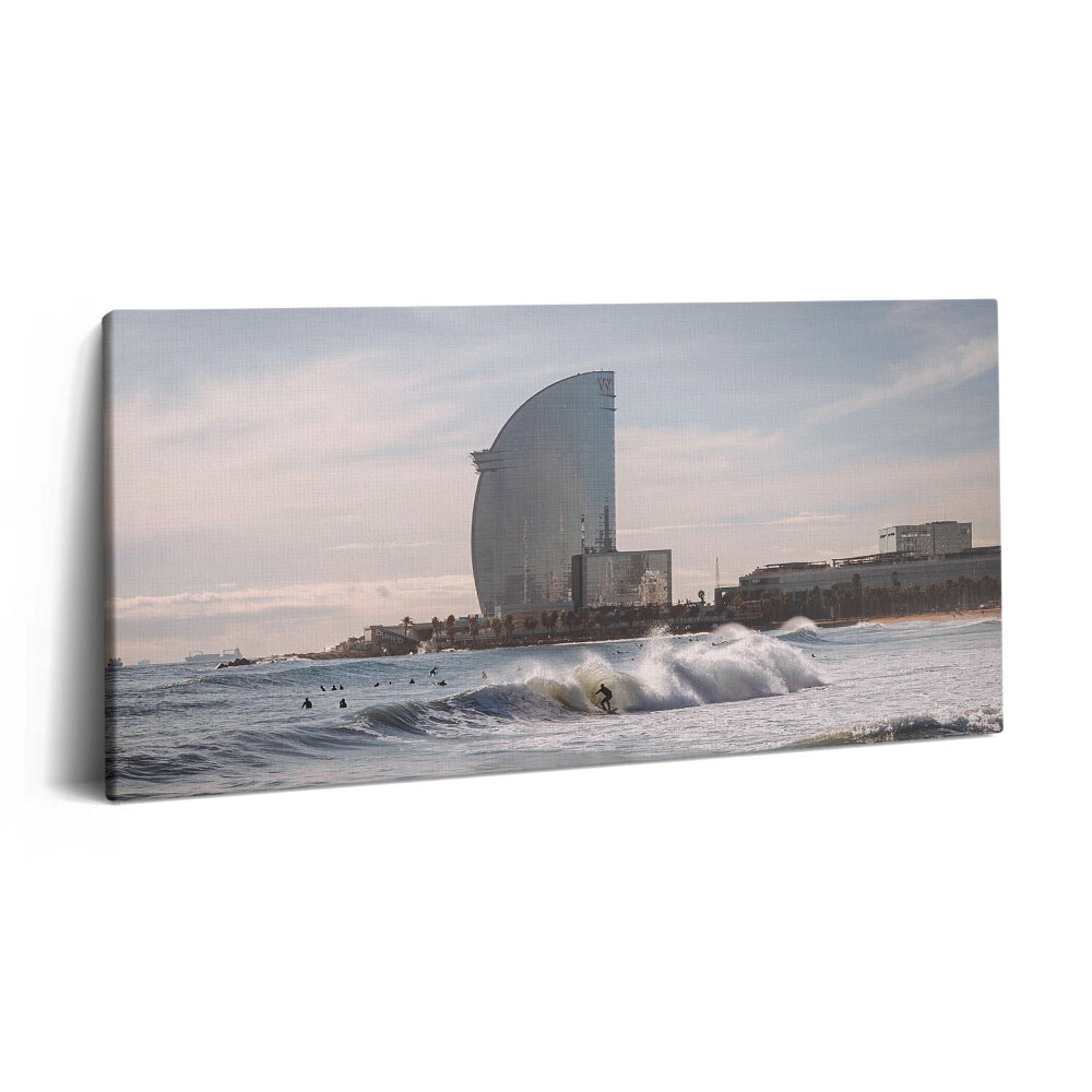 Imprimare tablou canvas 120x60 Surfer din Barcelona