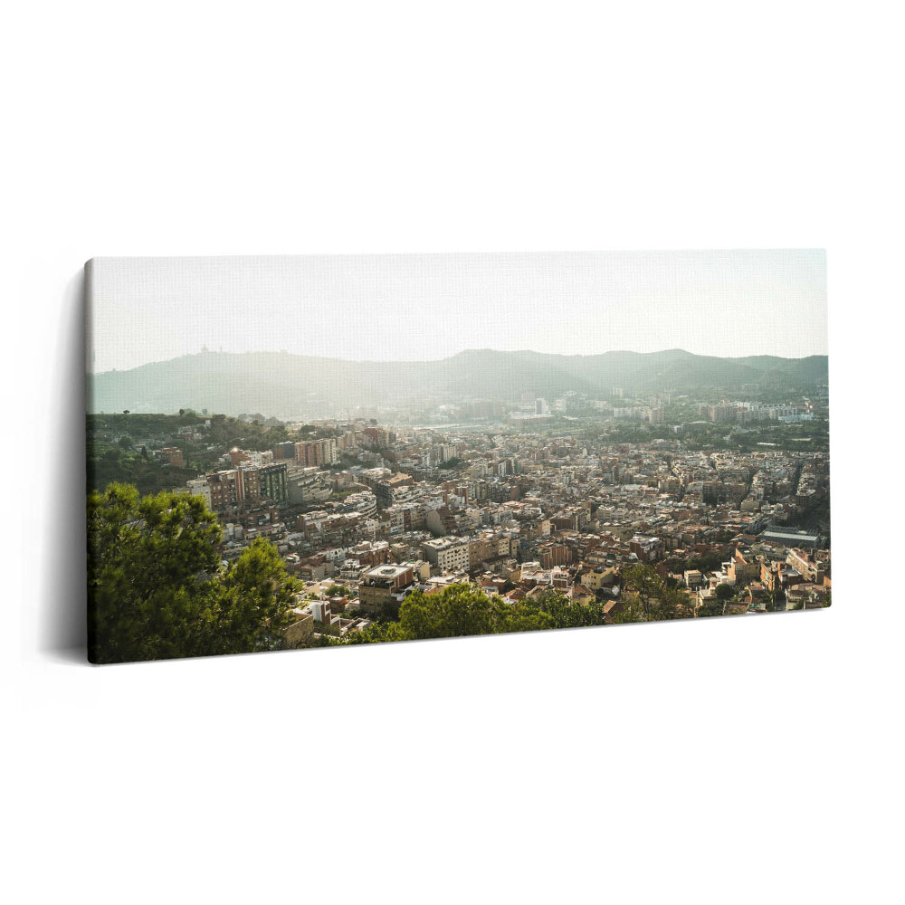 Imprimare tablou canvas 120x60 Panorama Barcelonei pe Montjuic