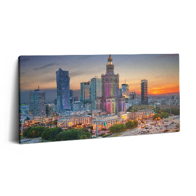 Imprimare tablou canvas 120x60 Panoramă a apusului de soare din Varșovia