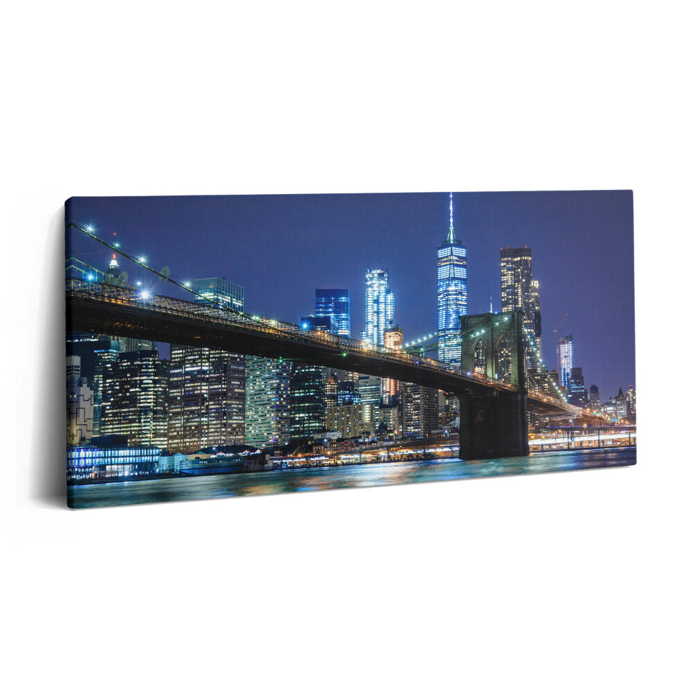 Imprimare tablou canvas 120x60 Podul Brooklyn din New York noaptea