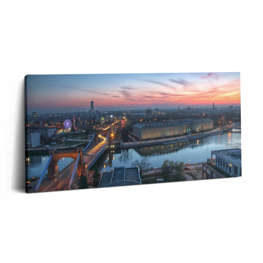 Imprimare tablou canvas 120x60 Wroclaw din perspectivă de pasăre