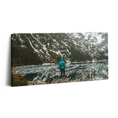 Imprimare tablou canvas 120x60 Lacul Morskie Oko iarna