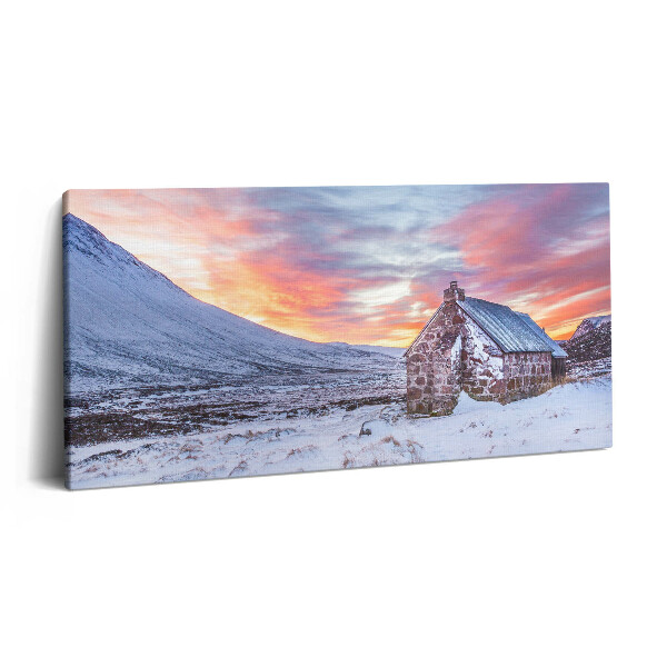 Imprimare tablou canvas 120x60 O căsuță în munții înzăpeziți