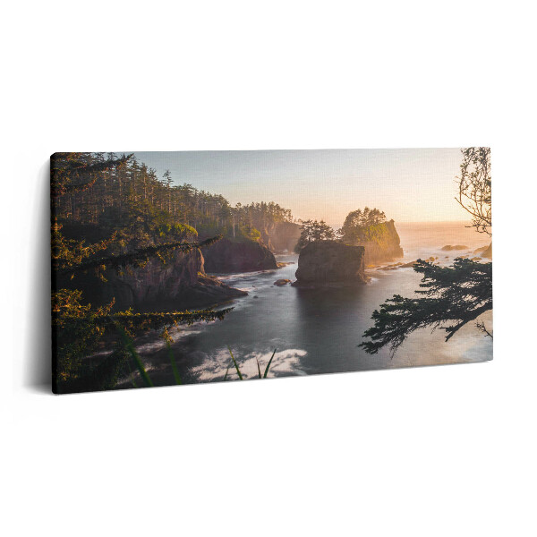 Imprimare tablou canvas 120x60 Peisaj de stânci și apus de soare