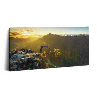 Imprimare tablou canvas 120x60 Apus de soare peste munți