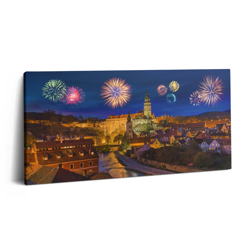 Imprimare tablou canvas 120x60 Focuri de artificii Krumlov Republica Cehă