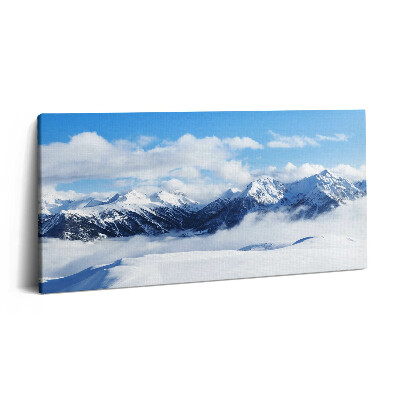 Imprimare tablou canvas 120x60 Panoramă a munților de iarnă din Alpii francezi