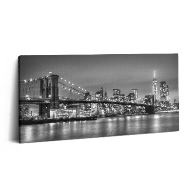 Imprimare tablou canvas 120x60 Podul Brooklyn din New York noaptea