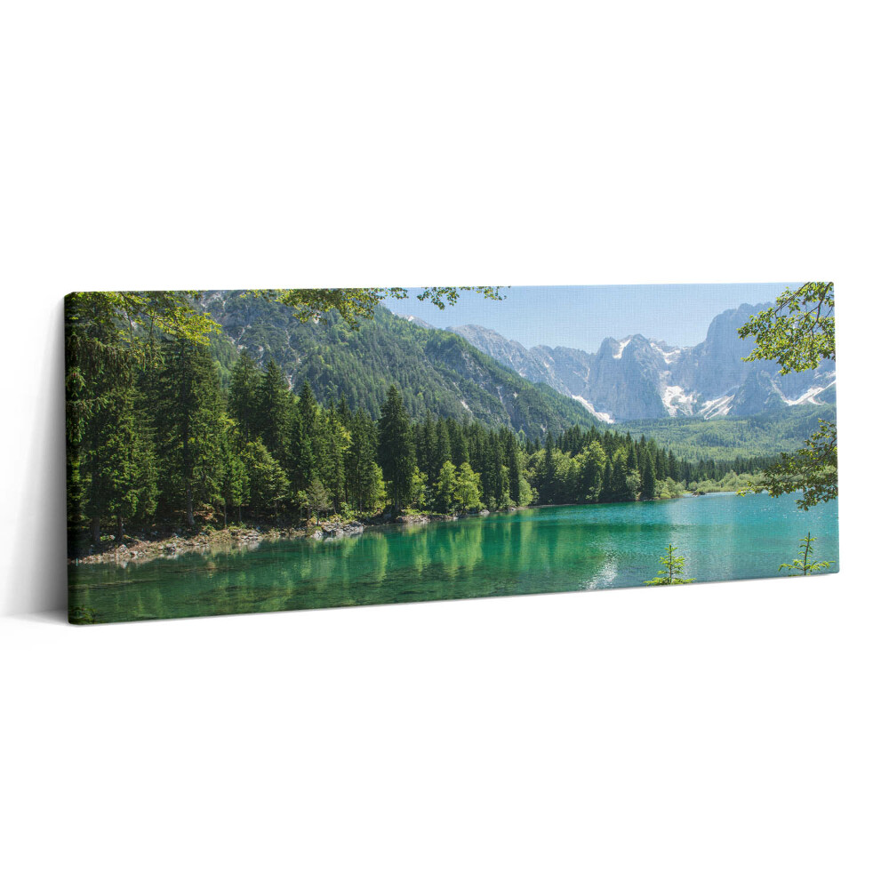 Print pe canvas 125x50 Peisaj montan al unui lac în pădure