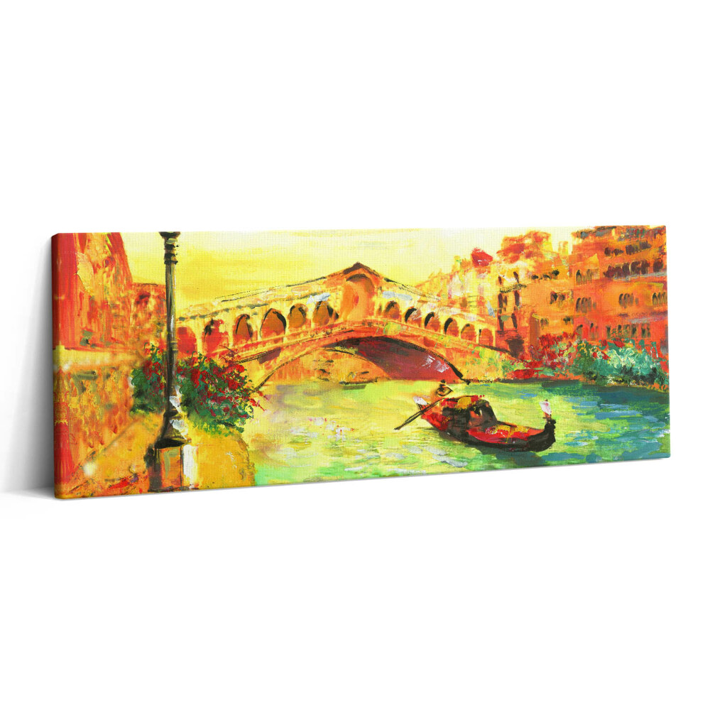 Print pe canvas 125x50 Veneția - Gondola și Podul Rialto