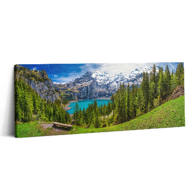 Print pe canvas 125x50 Peisaj de pajiști și munți