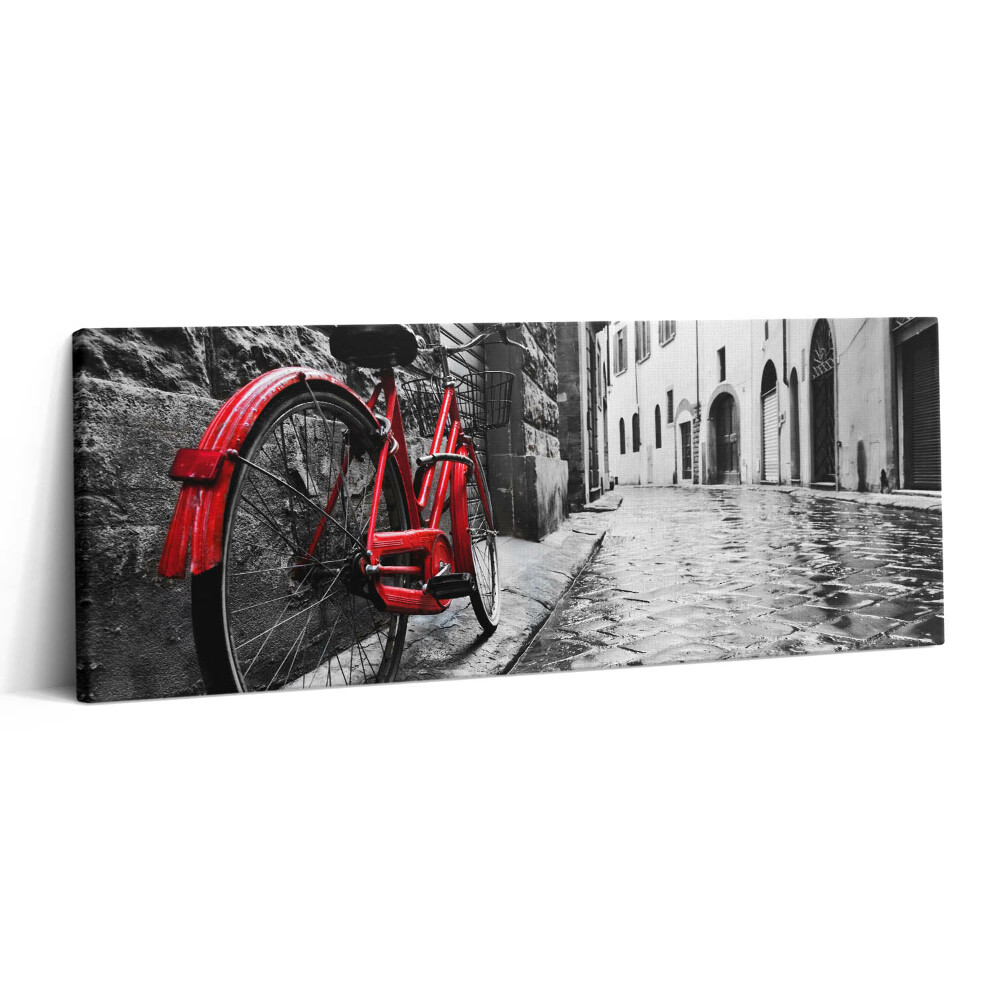 Print pe canvas 125x50 Bicicletă vintage și stradă retro a orașului