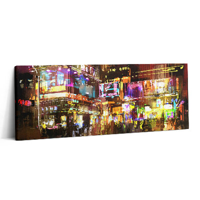 Print pe canvas 125x50 Ilustrație a orașului nocturn - Străzi moderne