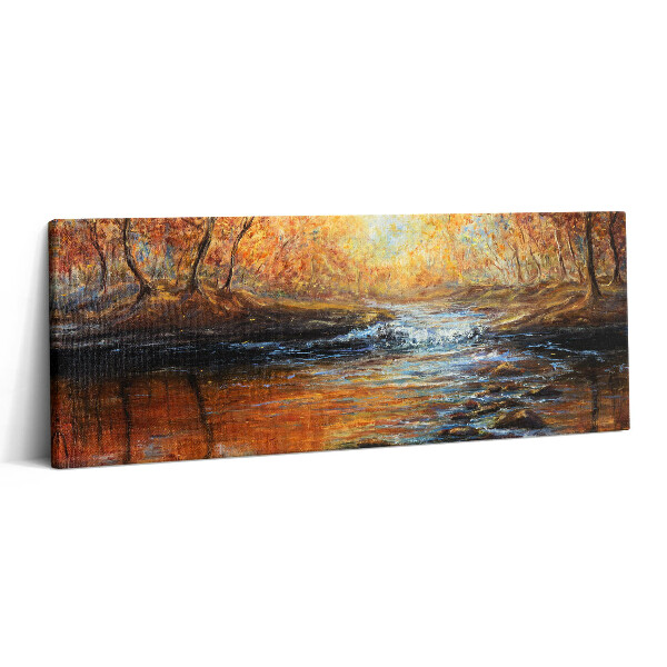 Print pe canvas 125x50 Pădure de toamnă pictată cu vopsele